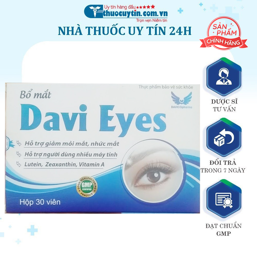 Bổ Mắt DAVI EYES - Giảm nhức mỏi mắt - Hộp 30 viên