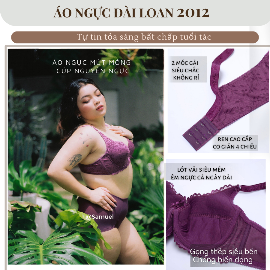 Áo Ngực Đài Loan LARA Cup B Mút Mỏng Nguyên Ngực Ren cao cấp có gọng dành cho ngực lớn ngực quá khổ ngực chảy xệ