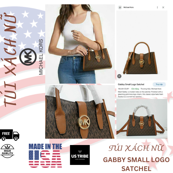 (Fullbox) Túi Xách Nữ MK GABBY SMALL LOGO SATCHEL in Brown