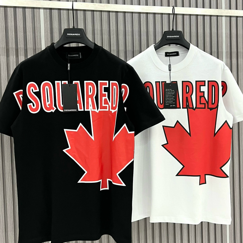 Áo Phông DSQ Nam In Logo Hình Chiếc Lá Siêu Đẹp - Áo Thun DSQ Nam In Chữ Siêu Nét Lá Chữ