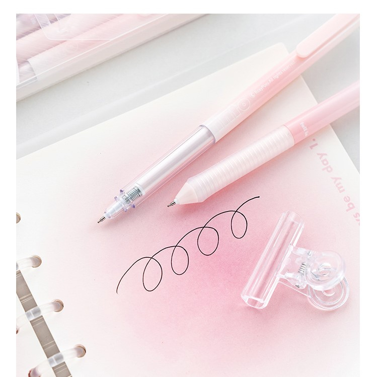 Bộ 5 Bút Gel Bấm Ngòi 0.5mm & 0.38mm Mực Đen Fall In Rosy Posy Xinh Xắn