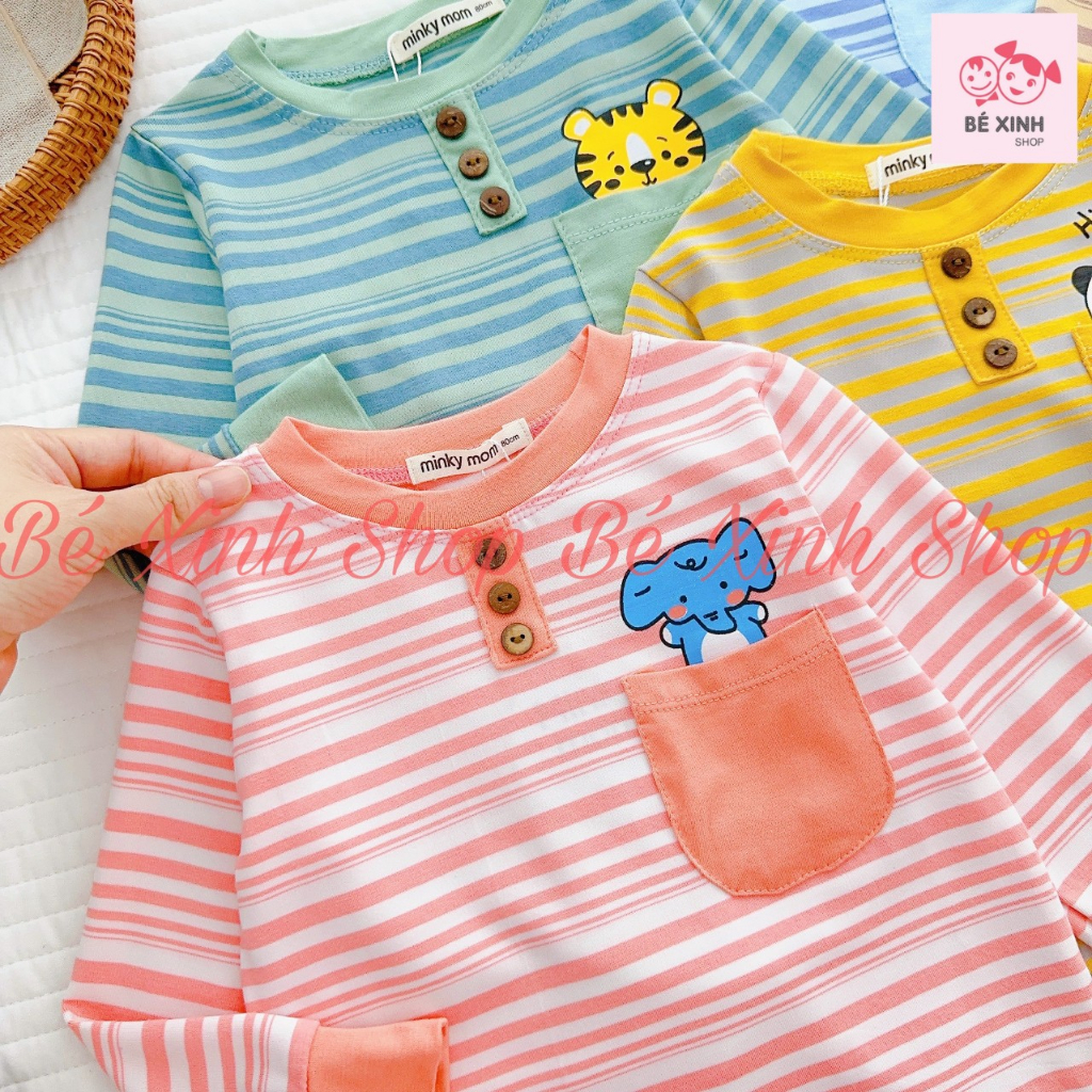 Đồ Bộ Thun Lạnh Dài Tay Cho Bé Trai Bé Gái 8-18kg Bé_Xinh_Shop  Set Đồ Bộ Tay Dài Cho Bé Trai Gái DÀI SỌC MỚI