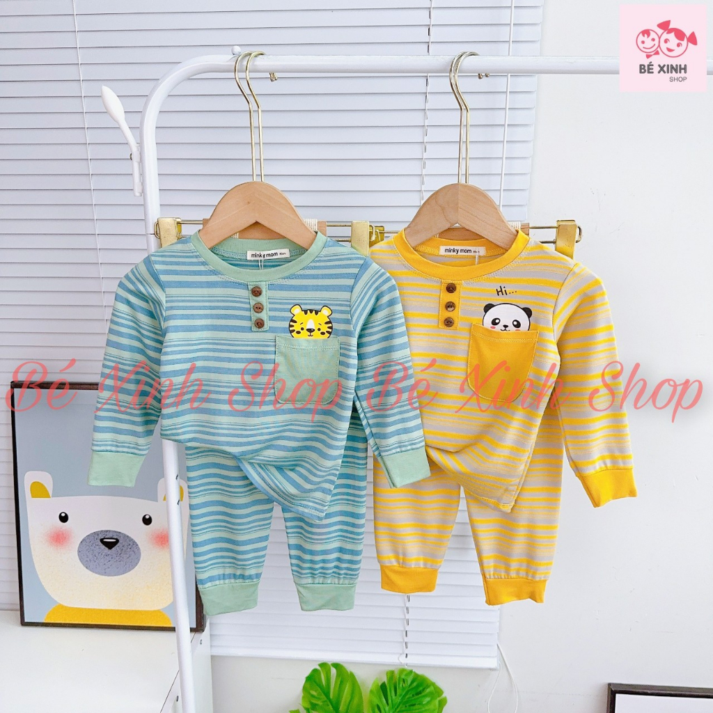 Đồ Bộ Thun Lạnh Dài Tay Cho Bé Trai Bé Gái 8-18kg Bé_Xinh_Shop  Set Đồ Bộ Tay Dài Cho Bé Trai Gái DÀI SỌC MỚI