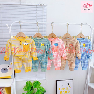 Đồ Bộ Thun Lạnh Dài Tay Cho Bé Trai Bé Gái 8-18kg Bé_Xinh_Shop  Set Đồ Bộ Tay Dài Cho Bé Trai Gái DÀI SỌC MỚI