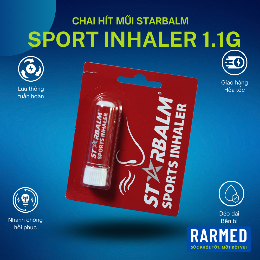 Chai hít thông đường hô hấp Starbalm Sport Inhaler 1.1g dễ chịu, tăng oxy