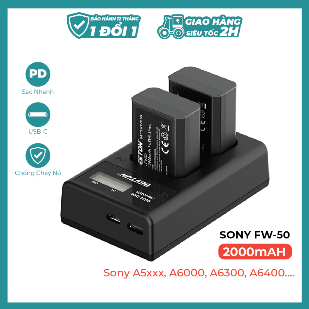 BỘ SẠC PIN SONY FW50 - BESTON CHO MÁY SONY ẢNH PHIÊN BẢN MỚI NHẤT