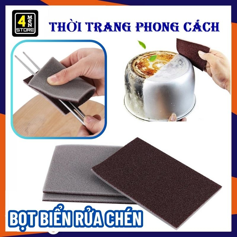 Miếng Bọt Biển Vệ Sinh Thần Kỳ, Bọt Biển Chà Nhám Cọ Xoong Nồi Chà Bồn Sứ Không Xước Loại Mỏng - Miếng Rứa Chén 2 Mặt