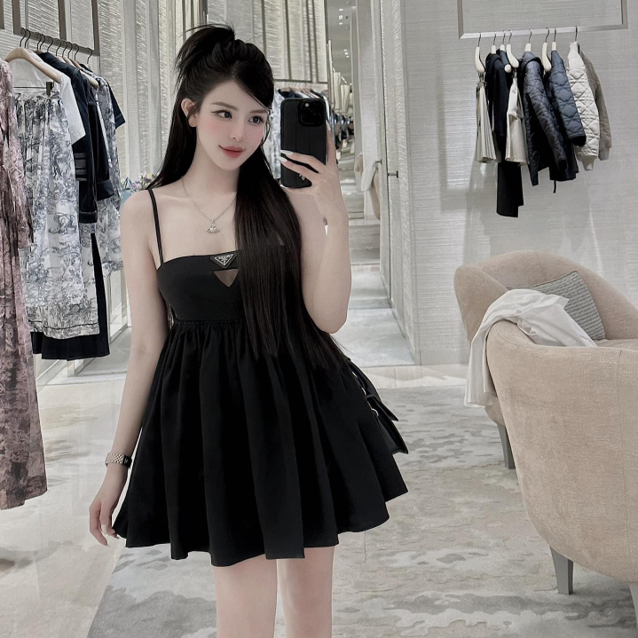 Đầm hai dây chân xếp xòe MPB