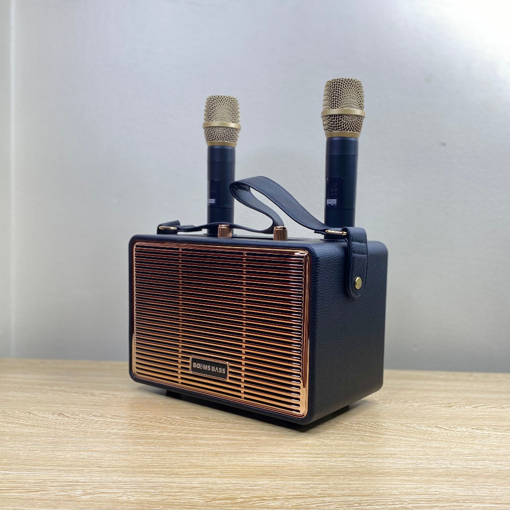 Loa Bluetooth Karaoke BOOMS BASS M4201+ Kèm 2 Micro