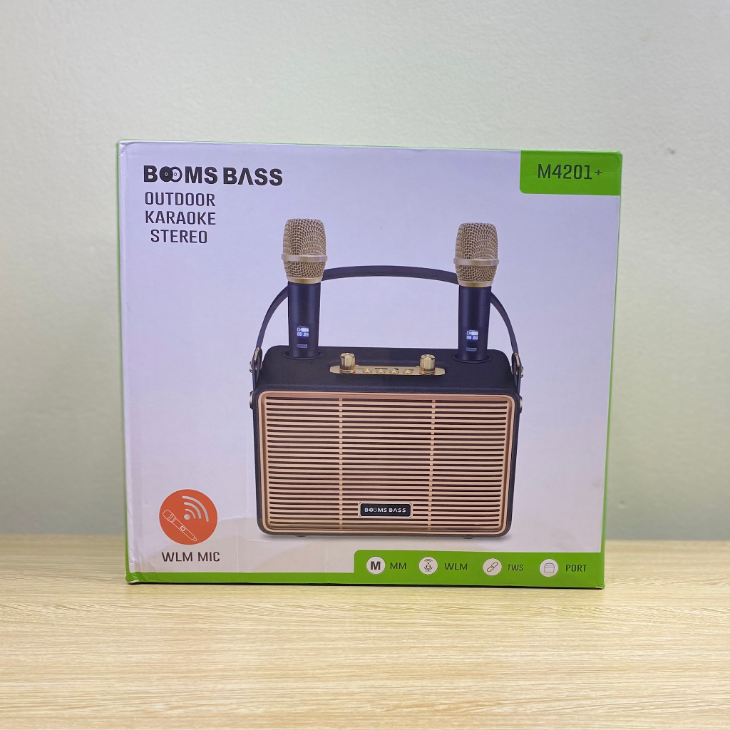 Loa Bluetooth Karaoke BOOMS BASS M4201+ Kèm 2 Micro