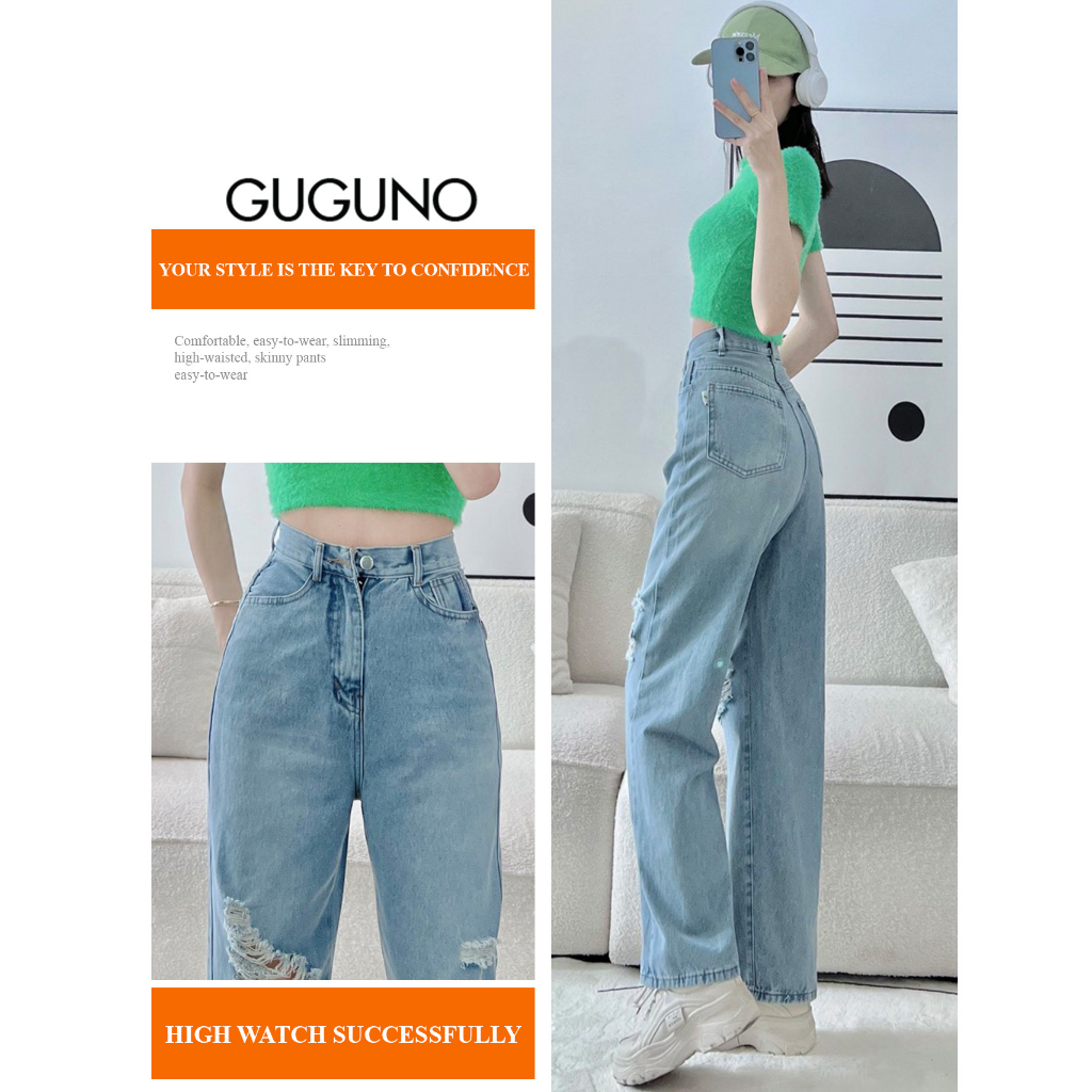 Quần jeans ống rộng Guguno nữ (quần jeans nữ, quần jean nữ, quần rin nữ, quần bò nữ)