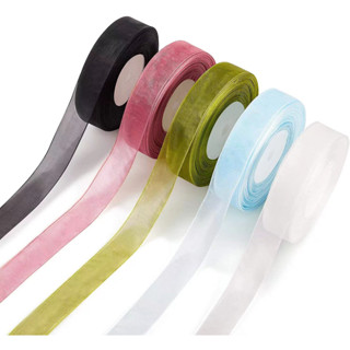 Cuộn Ruy băng lụa cuộn dài 45m bản rộng 2.5cm Cuộn Dây Ruy Băng Lụa Nhiều Màu Dùng Gói Hoa