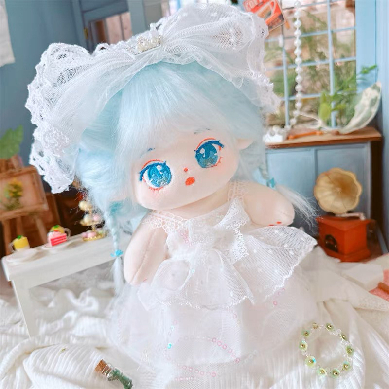 Outfit đầm cưới cô dâu ngôi sao kèm nơ voan doll 20cm