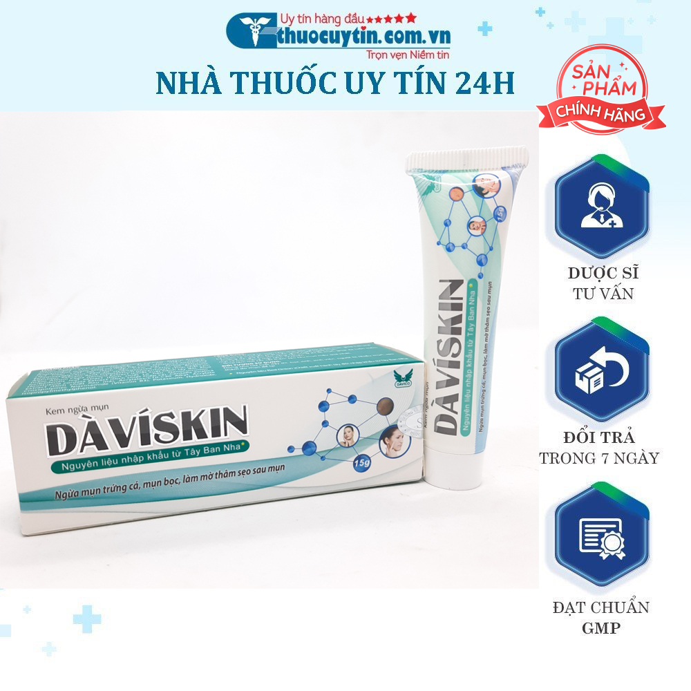Kem Ngừa Mụn DAVISKIN 15g - Nguyên Liệu Nhập Khẩu Từ Tây Ban Nha