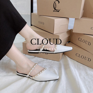 Giày mũi nhọn bít mũi hở gót dây xích