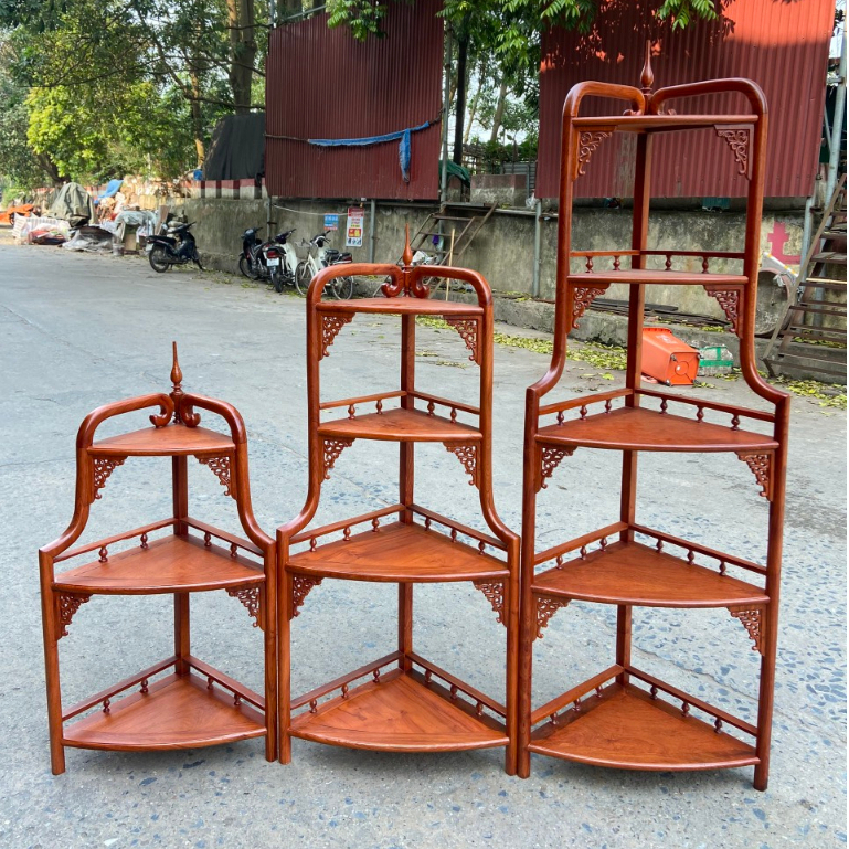 Kệ góc đê đồ kệ gỗ tầng để góc  kê dồ trang trí nhà cửa gỗ hương 3-4-5 tầng cao 1m-1m3-1m8