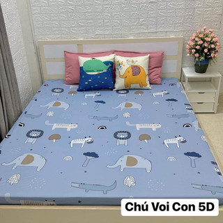 Bộ ga chống thấm nano Suri- chú voi thun ý 5D