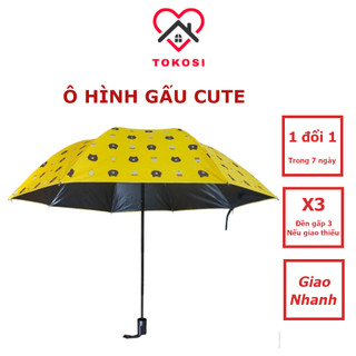 Ô dù gấp gọn - ô dù che mưa che nắng chống tia uv hình gấu dễ thương