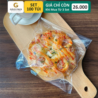 Set 100 túi dán keo đựng bánh - size 16x24, 17x24