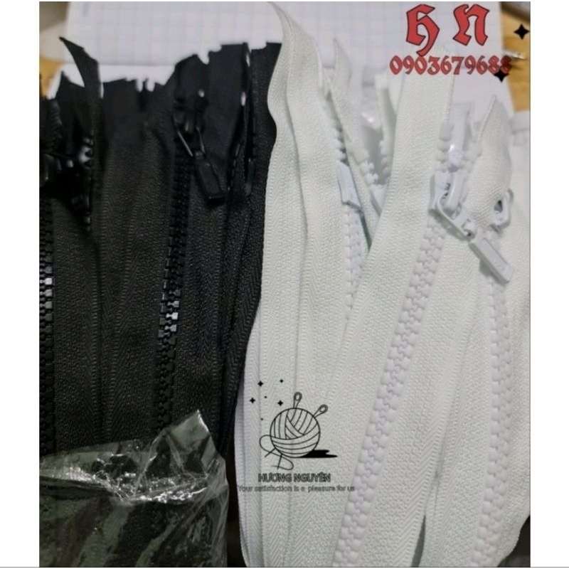 1 Dây kéo khoá phao răng 5 trắng đen 30cm 40cm 50cm 60cm 70cm 80cm 1m 1m2 1m5 Hkk CÁ SẤU thay khoá áo khoác