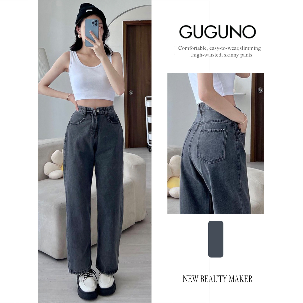 Quần jeans nữ dáng suông GUGUNO (quần jeans nữ, quần jean nữ, quần rin nữ, quần bò nữ