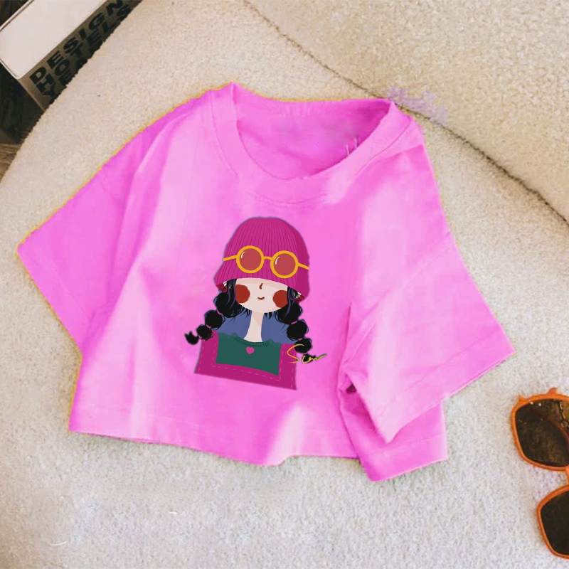 Áo bé gái croptop cộc tay cao cấp CÔ GÁI HỒNG HOTTREND nét size đại thun cotton 100% đẹp mặc mát cho bé