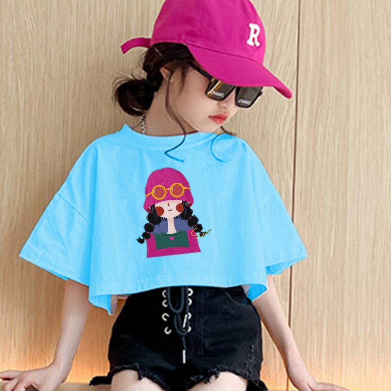 Áo bé gái croptop cộc tay cao cấp CÔ GÁI HỒNG HOTTREND nét size đại thun cotton 100% đẹp mặc mát cho bé