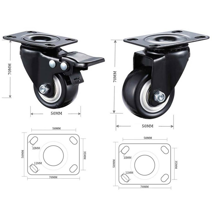 Bánh xe PVC cao cấp, bánh xe loa kẹo kéo cao cấp Nguyên Việt với nhiều kích thước