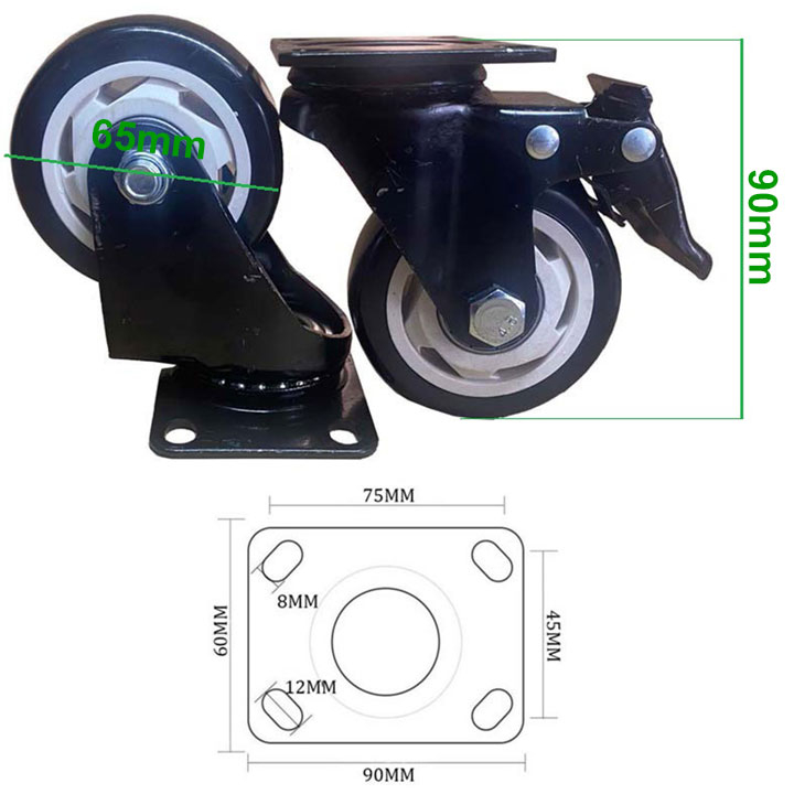 Bánh xe PVC cao cấp, bánh xe loa kẹo kéo cao cấp Nguyên Việt với nhiều kích thước