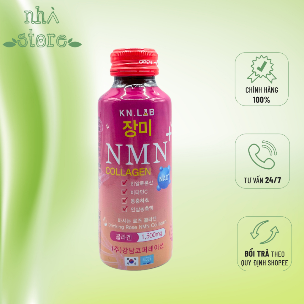 Nước Uống NMN+ Collagen Quốc Ngăn Ngừa Lão Hoá, Nuôi Da Căng Bóng Mịn Mượt Lâu Dài 15000mg/lọ 100ml