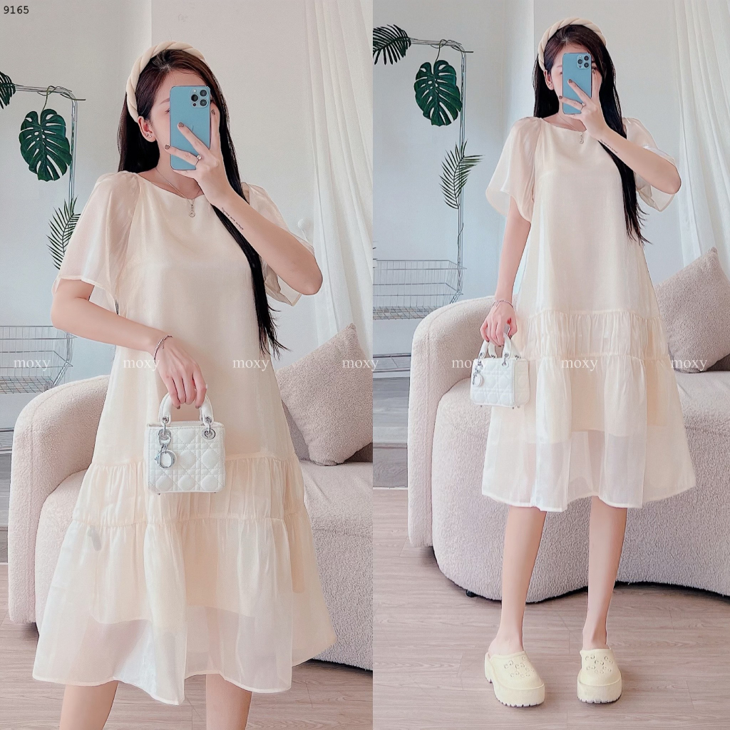 SP009165-Đầm tơ xòe