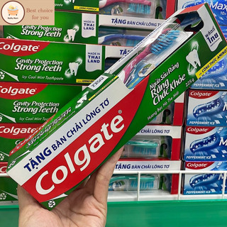 Kem Đánh Răng Colgate Bạc Hà Mát Lạnh 225g Tặng Bàn Chải Lông Tơ