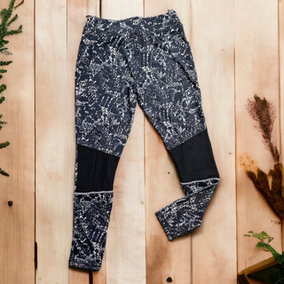 Quần legging nữ tập gym chạy bộ họa tiết xám co giãn ôm dáng cạp cao