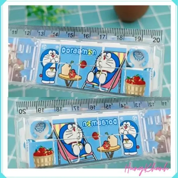 Thước kẻ nhựa 20cm tích hợp viên bi mê cung và xếp hình vui nhộn