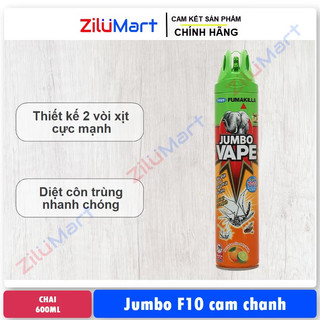 Bình xịt côn trùng Jumbo hương cam chanh (nắp xanh) loại 600ml