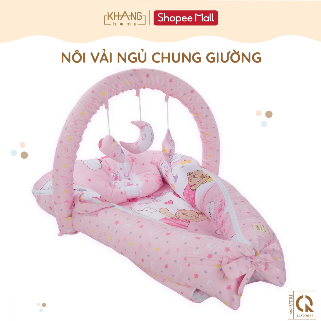 Nôi Vải Ngủ Chung Giường Cho Trẻ Sơ Sinh Khang Home - Cotton Thiên Nhiên Cao Cấp - Giặt Máy Tiện Lợi