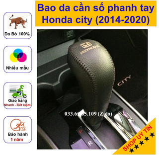 Combo Bao da bọc cần số & phanh tay xe Honda City AT (2014-2020) bằng da thật