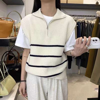 Áo len gile mỏng cổ phối khoá hàng QC 247plus - Gilelenphoikhoa032_P13K10