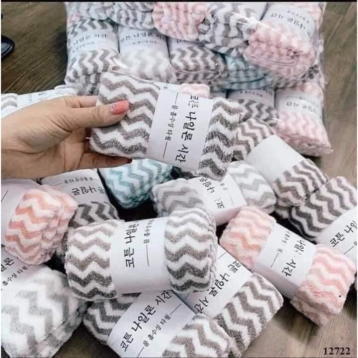 Sét 5 Khăn mặt lông cừu xuất hàn vân kẻ sọc