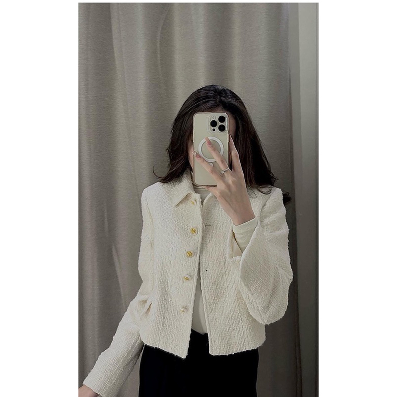 Áo dạ be cúc vàng cổ bẻ ❌ Hàng loại 1