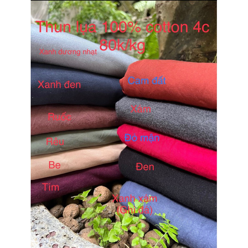 Vải thun lụa 100% Cotton Co dãn 4 chiều