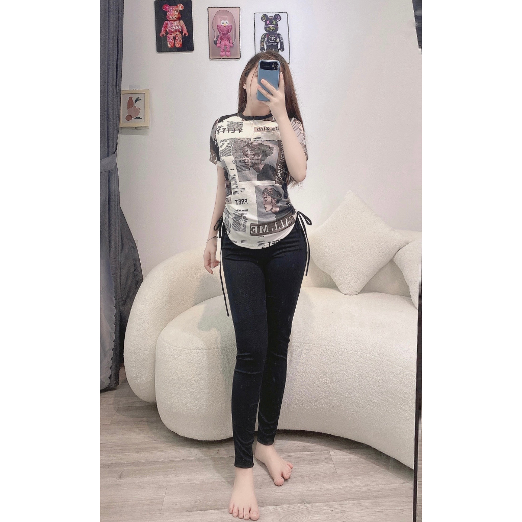 Sét bộ dài quần ôm Áo hình rút eo thời trang- Đồ bộ bigsize