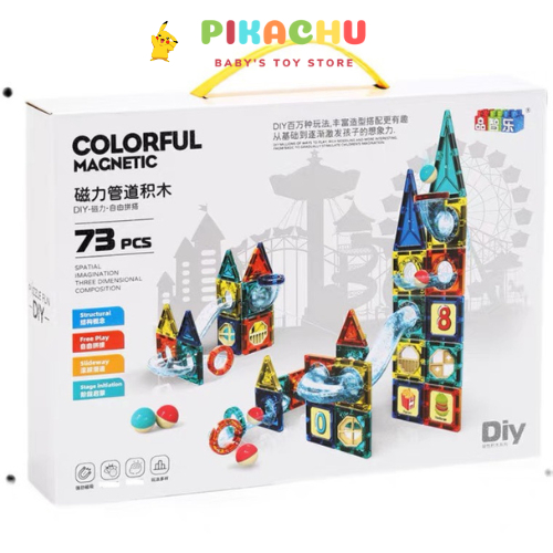 Đồ Chơi  Xếp Hình Nam Châm Thả Bi Kèm Mô Hình Thả Bi Magnetic  73 Và 97 Chi Tiết Dính Siêu Chắc Chắn