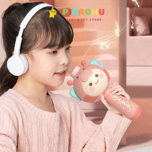 Micro Tập Hát Cho Bé Kết Nối Bluetooth,Có nhạc, Có Đèn, Sạc Pin ,Loa Hay Không Bị Rè, Kích Thích Bé Tập Nói Nhanh