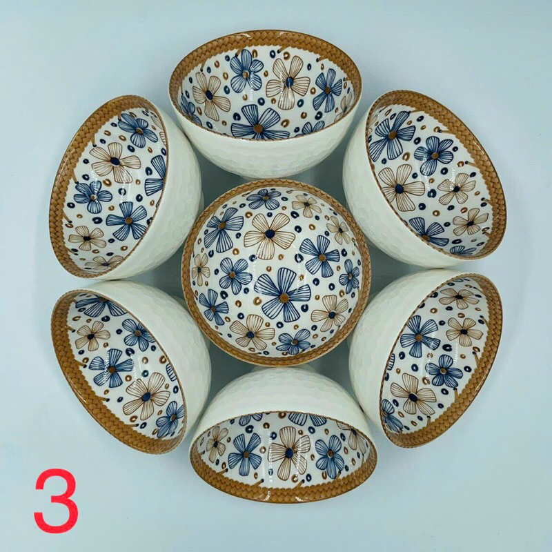 Combo 10 Chén Sứ 4.5 Hoa Văn Đường Kính 11.5cm