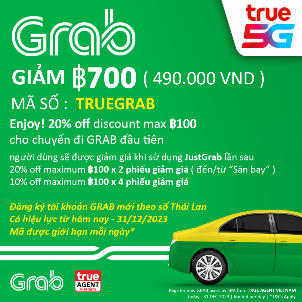 TRUE 5G : Sim Thái Lan 🇹🇭 40GB 7 ngày, Unlimited + Gọi miễn phí/ TRUE WIFI miễn phi