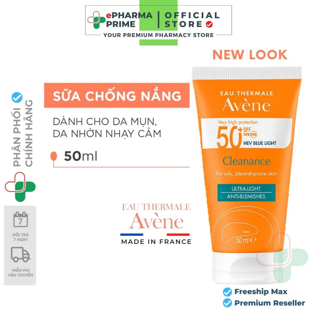 Kem Chống Nắng Avene Cleanance Protect SPF50+ Blue Light 50ml Cho Da Dầu Mụn