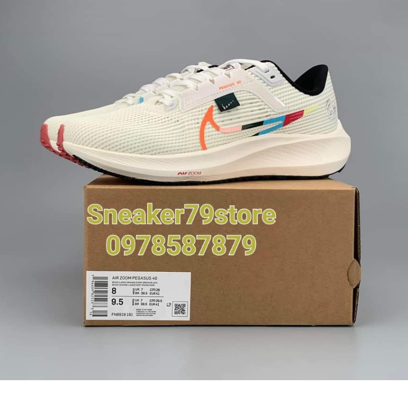 Giày Nike Air Zoom Pegasus 40 Running White Black Multi FN8919-191 Nam/Nữ AUTHENTIC SHOES - Chính Hãng - FullBox