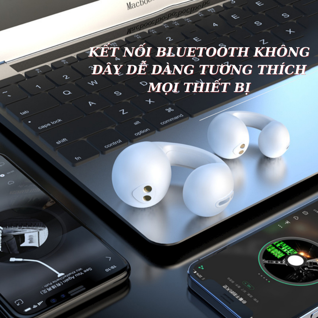 Tai Nghe Bluetooth Xương Tai T75 Không Dây, Nghe Gọi, Nhiều Chức Năng, Dùng Cho Iphone, Xiaomi, Samsung, Oppo, Laptop