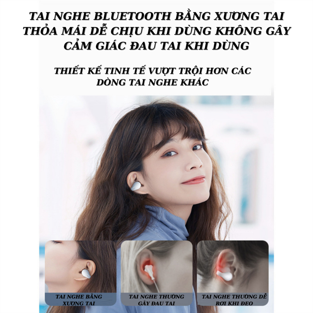 Tai Nghe Bluetooth Xương Tai T75 Không Dây, Nghe Gọi, Nhiều Chức Năng, Dùng Cho Iphone, Xiaomi, Samsung, Oppo, Laptop
